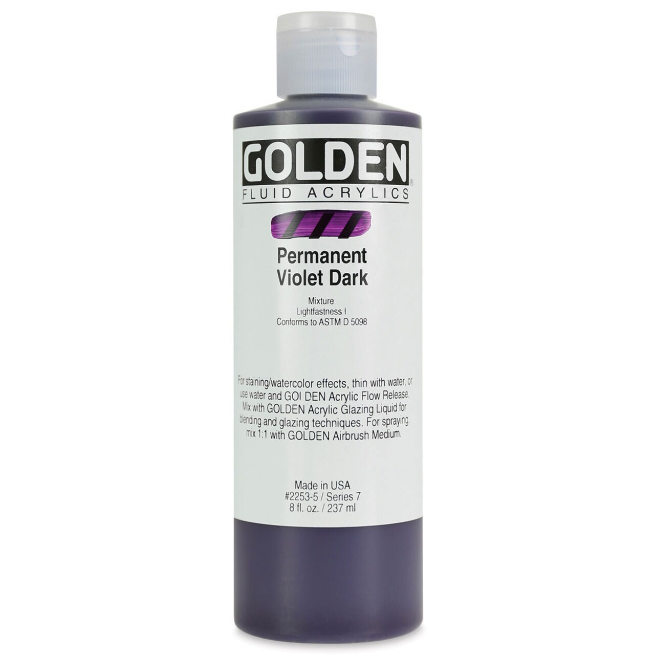 Golden Fluid Acrylics - Permanent Violet Dark, 8 oz bottle